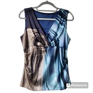 Elie Tahari Bergdorf Goodman Sleeveless Silk Blouse Size M Multicolor Print
